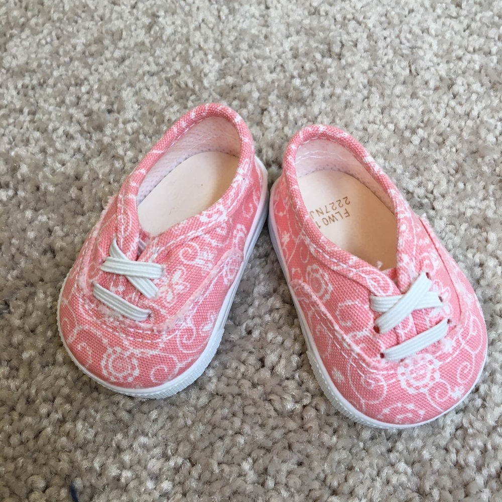 American Girl NEW pink lace print shoes